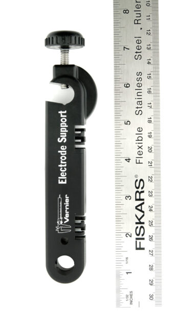 Gallery Image of Electrode Support next to ruler showing it is about 7 inches long