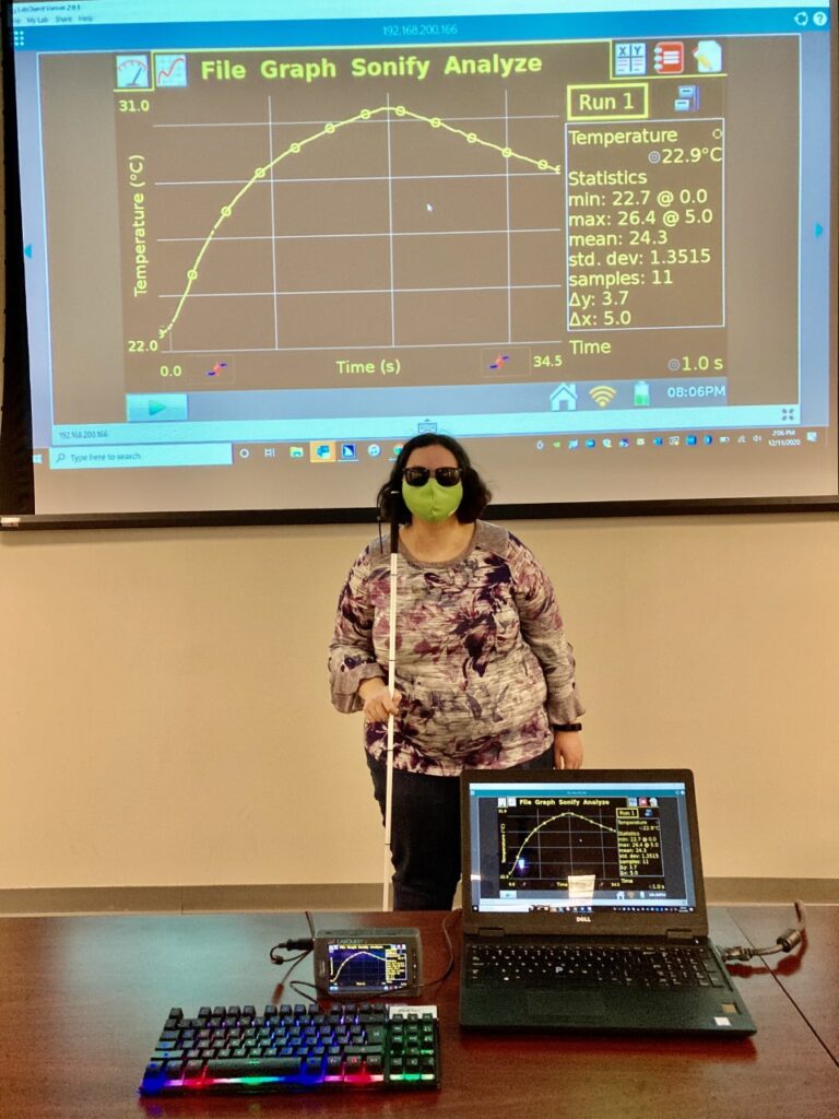 ashley neybert demonstrating Sci-Voice Talking labquest and Talking Logger pro